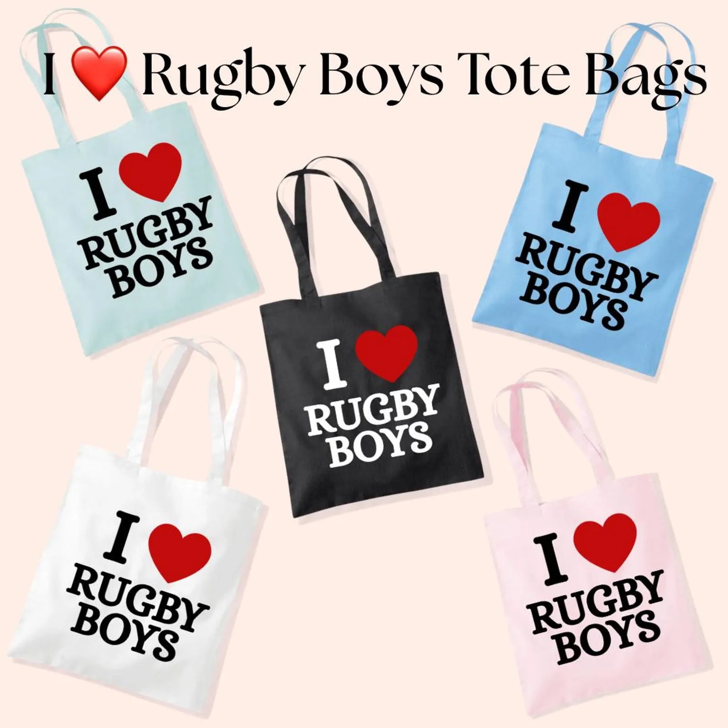I ❤️ Rugby Boys Tote Bag